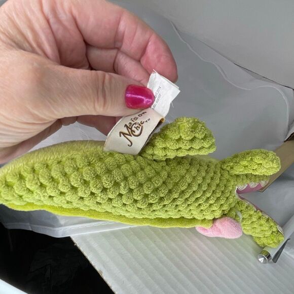 Maison Chic 9” Alligator plush rattle textured Nursery Jungle toy - Picture 4 of 6